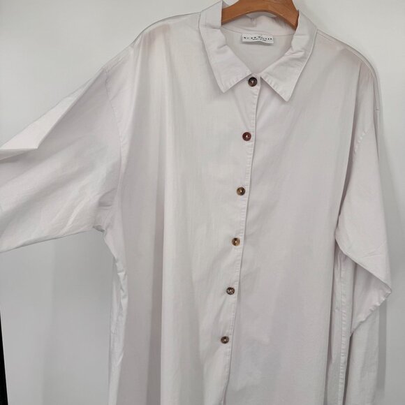 Bryn Walker Oversized Long-Sleeve Shirt tunic White Cotton stretch size XL - Picture 7 of 14